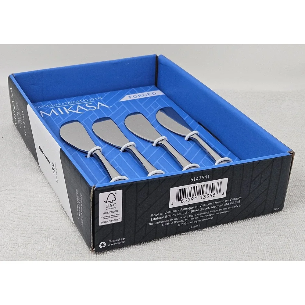 Mikasa Serena Set of Four Spreaders, Forged Premium Stainless Steel, New In Box!